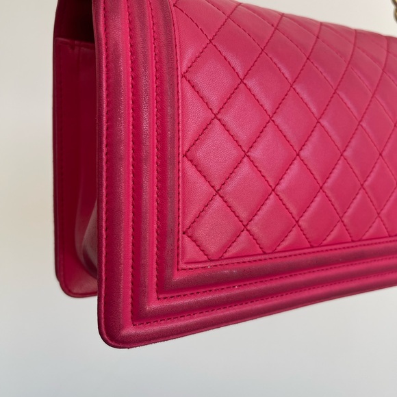 CHANEL Lambskin Quilted Medium Boy Flap Fuchsia - Picture 10 of 16